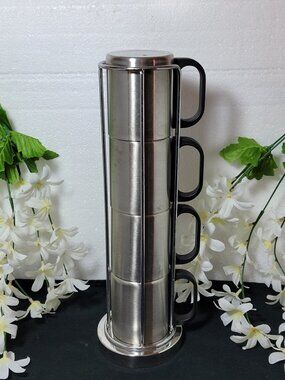 Stainless Stackable Insulated Cups with Rack